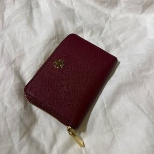 Tory Burch Burgundy Card Wallet Zip Closer Key Ring